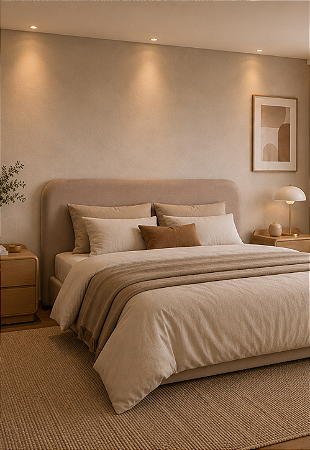 Cabeceira Estofada Queen Orgânica Não é Segredo Suede Animale Marrom Claro 160x120