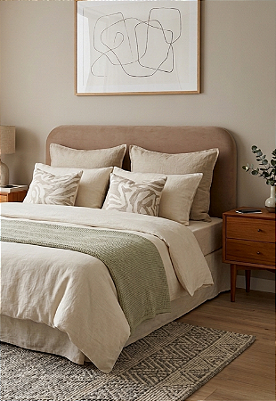 Cabeceira Estofada Queen Orgânica Não é Segredo Suede Liso Marrom Claro 160x120