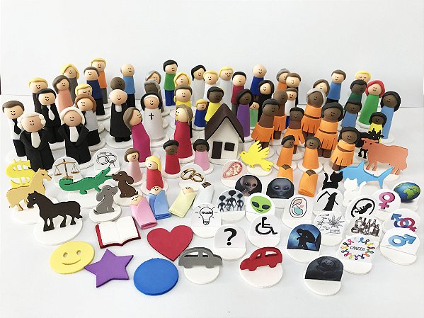 Bonecos para Constelação Familiar na água e na mesa com 107 peças - EVA