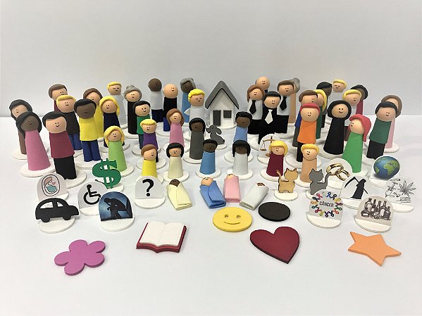 Bonecos para Constelação Familiar na água e na mesa com 65 peças - EVA - CX