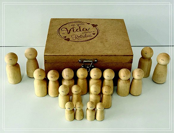 Bonecos em Madeira Peg Doll para Constelação Sistêmica - 20 peças