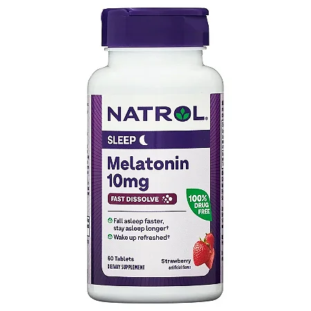 Melatonina - 10 mg - Fast Dissolve Sabor Morango - 60 comprimidos | Natrol