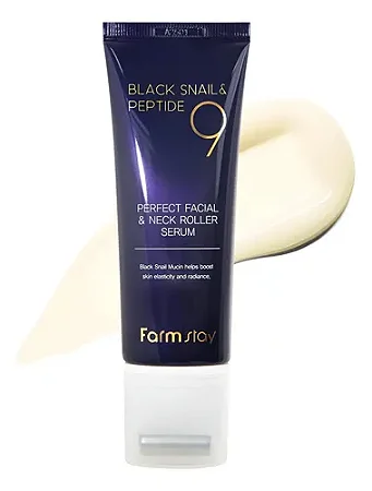 Black Snail & Peptide 9 Perfect Facial & Neck Roller Serum - 100ml | Farmstay