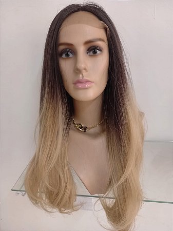 Lace Front Ombre Hair Levemente Ondulada Loiro