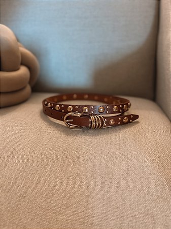 Cinto Nápoles marrom com tachas