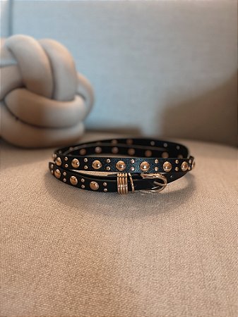Cinto Nápoles preto com tachas