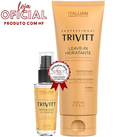 Kit Trivitt Leave-in hidratante 200ml e Reparador de pontas 30ml