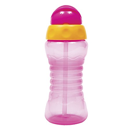 Garrafinha Infantil Fresh Canudo de Silicone 300ml Rosa Buba