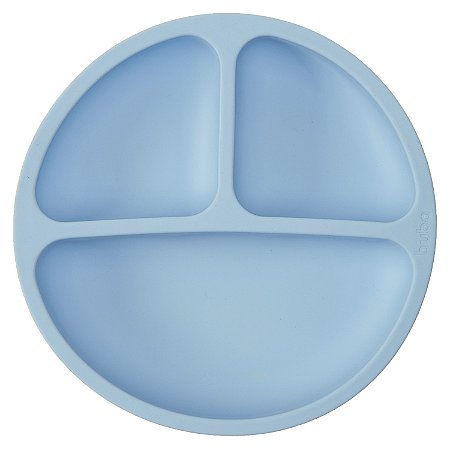 Pratinho Silicone Azul Infantil Bebê com Ventosas Divisórias Buba
