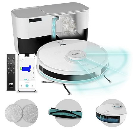 Robô Aspirador de Pó WAP Autolimpante com Mapeamento e Passa Pano MOP
