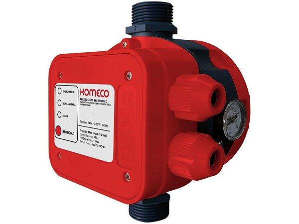 Pressostato Ps1100 C/ Manômetro Komeco P/ Água Fria E Quente