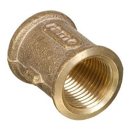 Luva de Latão Roscável Água Quente e Fria ou Gás 1/2" x 1/2"