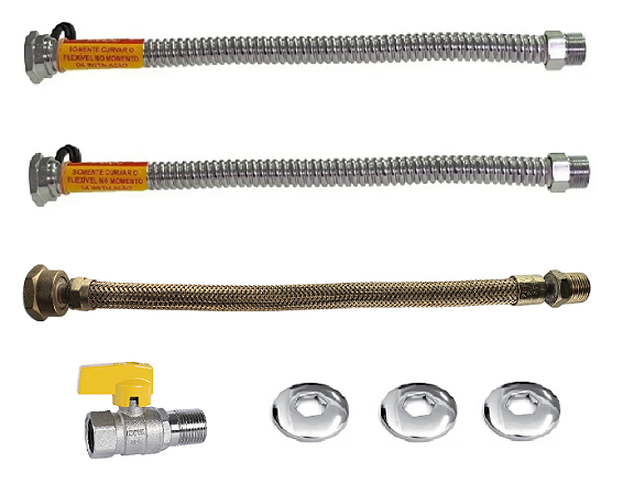Kit Instalação Para Aquecedor A Gás 40 cm 1/2 m x 3/4 f