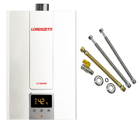 Aquecedor De Água A Gás Lz 1600 De Glp Lorenzetti E Kit Instalação