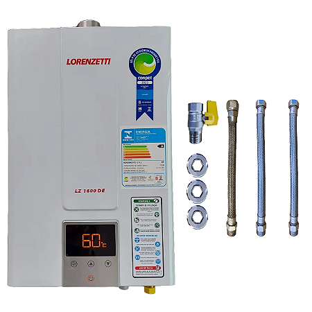 Aquecedor Lorenzetti LZ 1600 DE 15L GLP Branco + Kit de Instalação