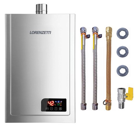 Aquecedor De Água A Gás Lorenzetti Lz 2300 De Inox Glp E Kit