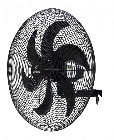 Ventilador de Parede 65 cm Preto com Grade Em Pintura Epóxi Preta