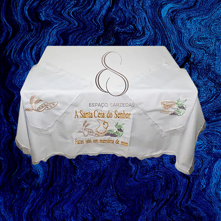 KIT TOALHA DE CEIA 3PÇ TOALHA PRINCIPAL 1,5M BORDADA BRANCA