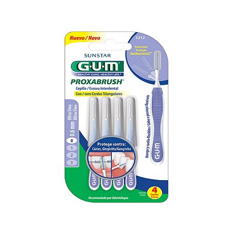 GUM Escova Interdental Proxabrush Extra Fina 0.6mm 4un