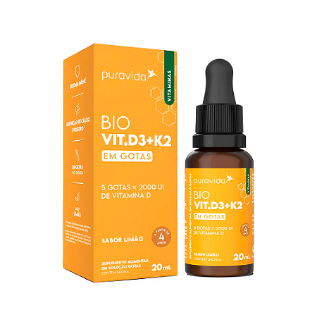 Puravida Vitamina D3 + K2 em Gotas 20ml