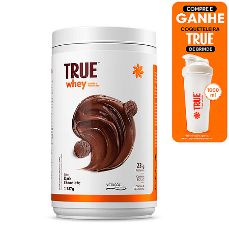 True Source Whey Iso/Hidro Dark Chocolate 837g | com Colágeno Verisol®