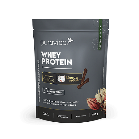 Puravida Whey Protein Isolado Chocolate Língua de Gato 450g