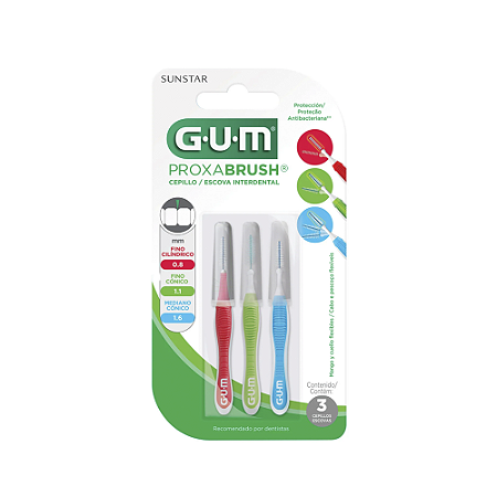 GUM Proxabrush Mix de Tamanhos Escova Interdental 3un