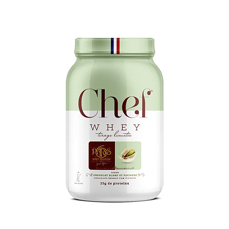 Chef Whey Chocolate Branco e Pistache Paris 6 Proteina Zero Lactose 800g