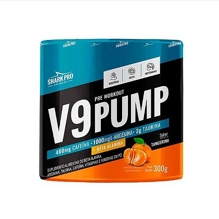 V9-Pump Pre Workout - Pré Treino Tangerina 300G Shark Pro