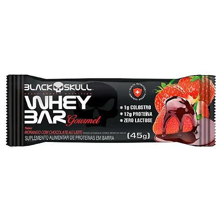Whey Bar Morango C/Choc. Ao Leite 45G - Black Skull