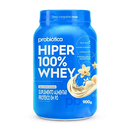 Hiper 100% Whey Pote 900G Baunilha Probiotica