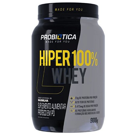 Hiper 100% Whey Pote 900G Baunilha Probiotica
