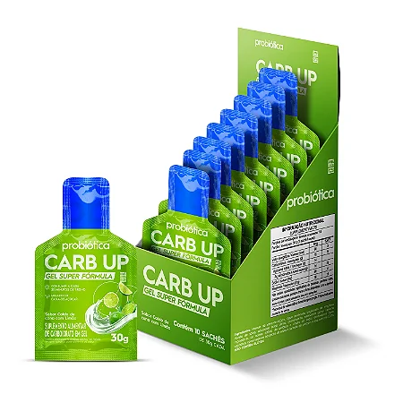 Carb Up Gel Super Fórmula Display 10 Sachê Caldo De Cana Com Limão Probiotica