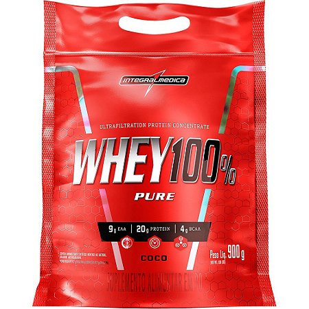 Whey 100% Pure Refil Coco 900G Integralmédica