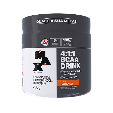 Bcaa Drink 4:1:1 Pote 280G Laranja Max Titanium