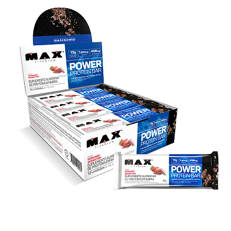 Power Protein Bar Morango Sensation C/12 Max Titanium