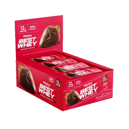 Best Whey Bar Morango Perfeito 49G Display C/12 Atlhetica Nutrition