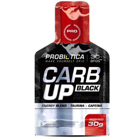 Carb Up Gel Black Sachê 30G Morango Probiotica