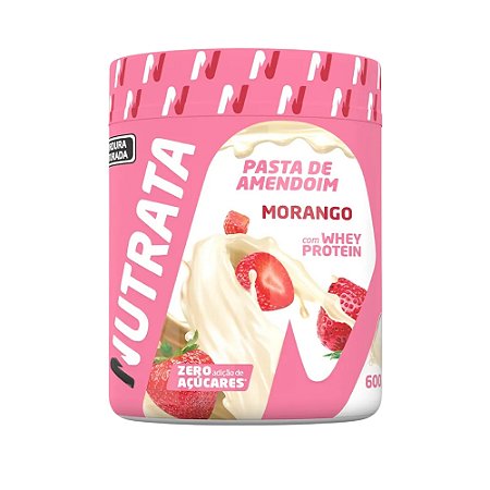 Pasta Amendo Whey Morango 600G Nutrata
