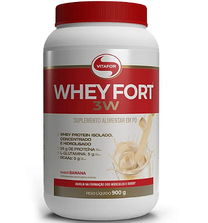 Whey Fort 3W Pote 900G Banana - Vitafor