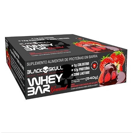 Whey Bar 45G Morango C/Choco C/12 Black Skull