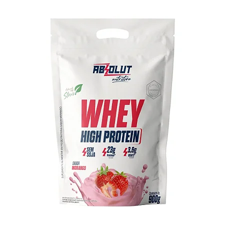 Whey Refil High Morango 900G Absolut Nutrition
