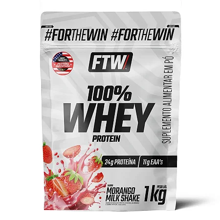 100% Whey Protein Refil 1Kg - Morango Milk Shake Ftw