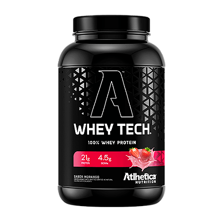 Whey Tech 100% Blend Protein Morango 900G Atlhetica Nutrition