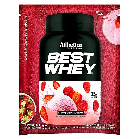 Best Whey Strawberry Milkshake Sachets 35G Athletica