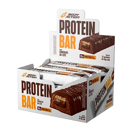 Protein Bar Chocolate Ao Leite 55G Display C/12Uni Bodyaction