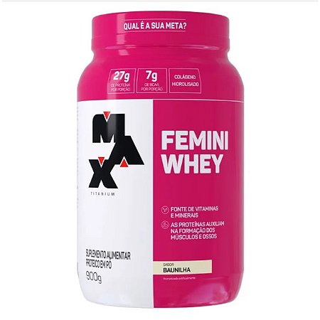 FEMINI WHEY POTE 900G BAUNILHA MAX TITANIUM