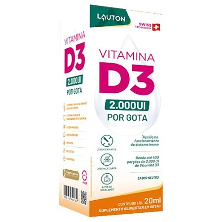 Vitamina D3 Pura em Gotas 20ml – Lauton