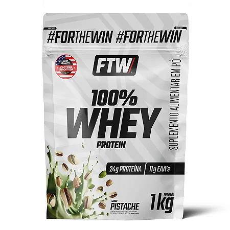 100% Whey Protein Refil 1Kg – Pistache com 12 Unidades – FTW