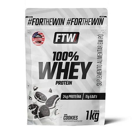 100% Whey Protein Refil 1Kg – Cookies com 12 Unidades – FTW